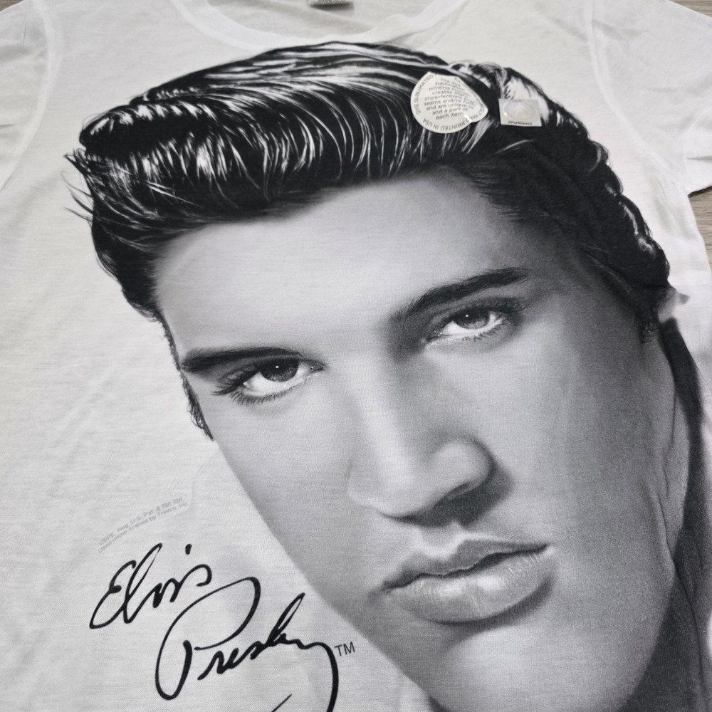Elvis Presley Big Face Graphic Print White Shirt 2015 Youth XL - Picture 3 of 10